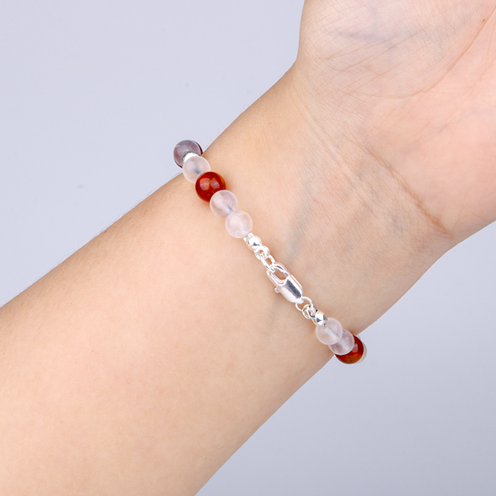 Blue moonstone with citrine and garnet s925 silver beads crystal bracelet for women gift for her