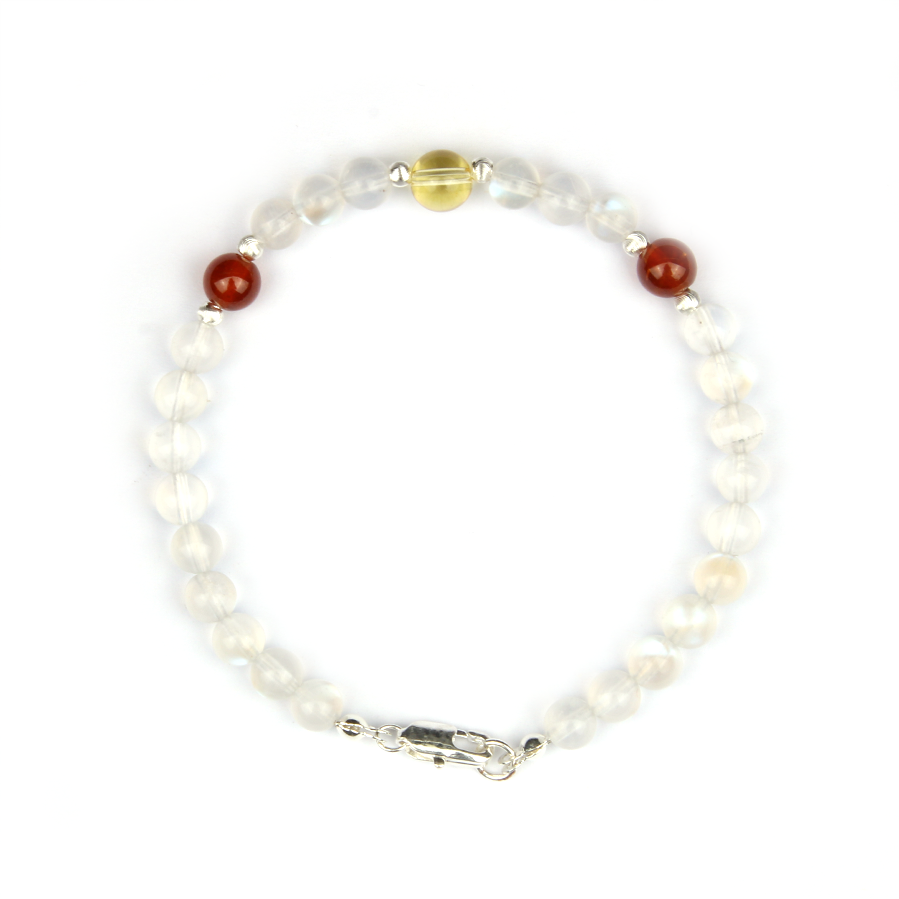 Blue moonstone with citrine and garnet s925 silver beads crystal bracelet for women gift for her