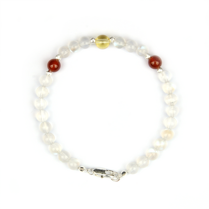 Blue moonstone with citrine and garnet s925 silver beads crystal bracelet for women gift for her