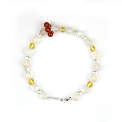 Blue moonstone with citrine and garnet s925 silver beads crystal bracelet for women gift for her
