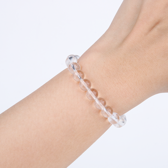 7.5mm clear quartz crystal bracelet for calm and serenity