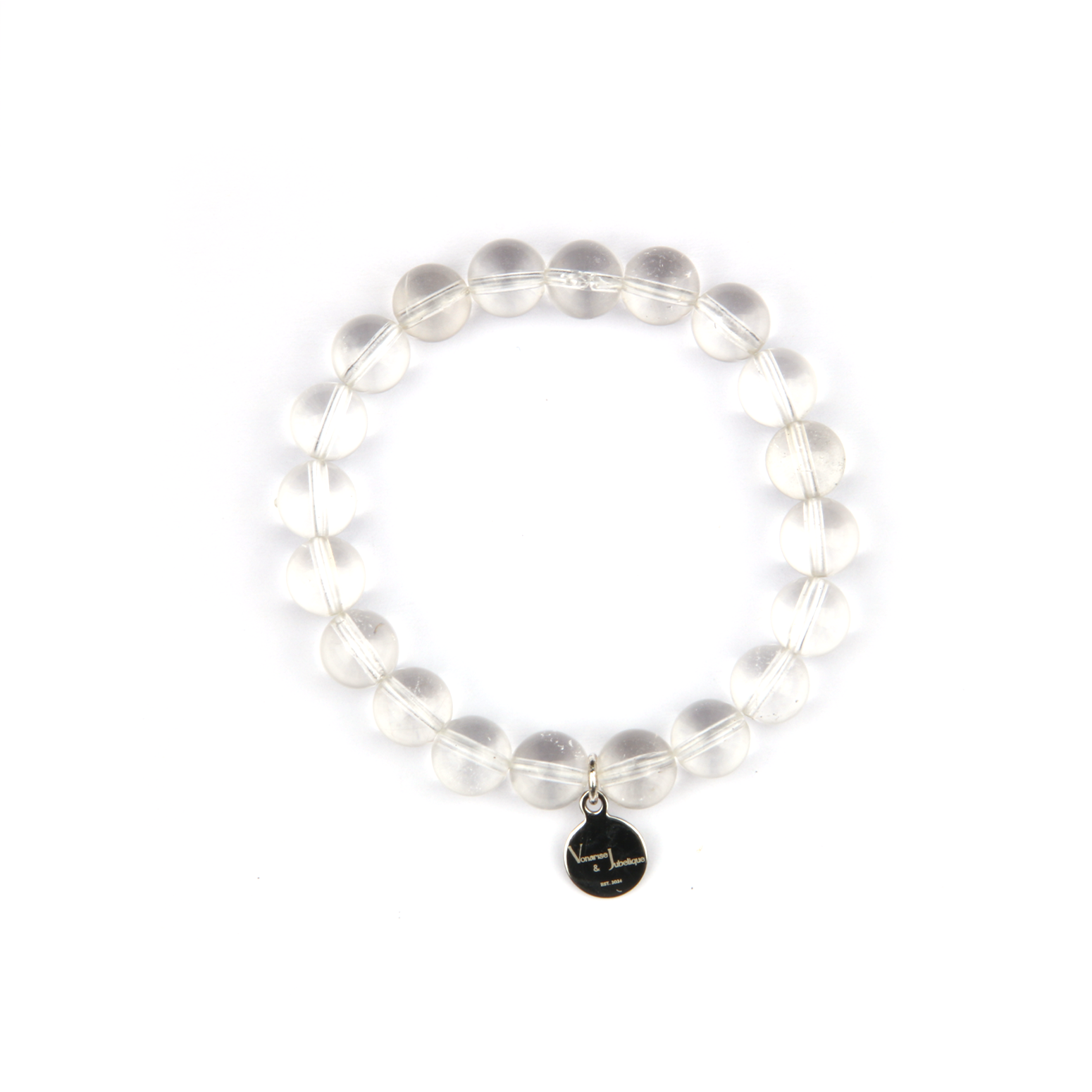7.5mm clear quartz crystal bracelet for calm and serenity