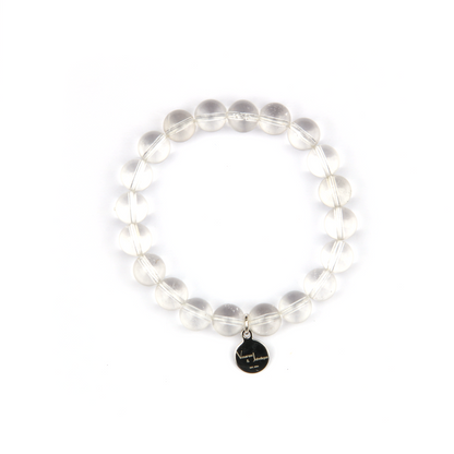 7.5mm clear quartz crystal bracelet for calm and serenity