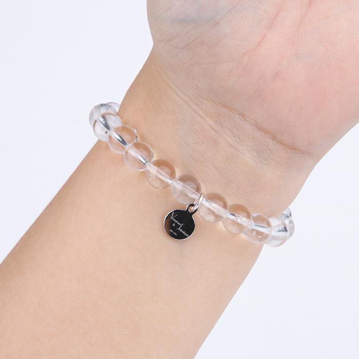7.5mm clear quartz crystal bracelet for calm and serenity