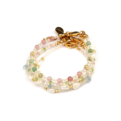 Minimalist extra thin crystal bracelet collection featuring mixed crystals with 2mm faceted clear quartz, 2-5mm overall design