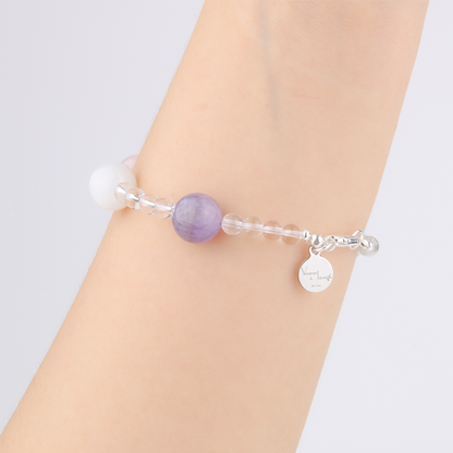 10mm amethyst with white moonstone and rose quartz and rutilated quartz and larimar with 5mm clear quartz bracelet for women gift for best friend