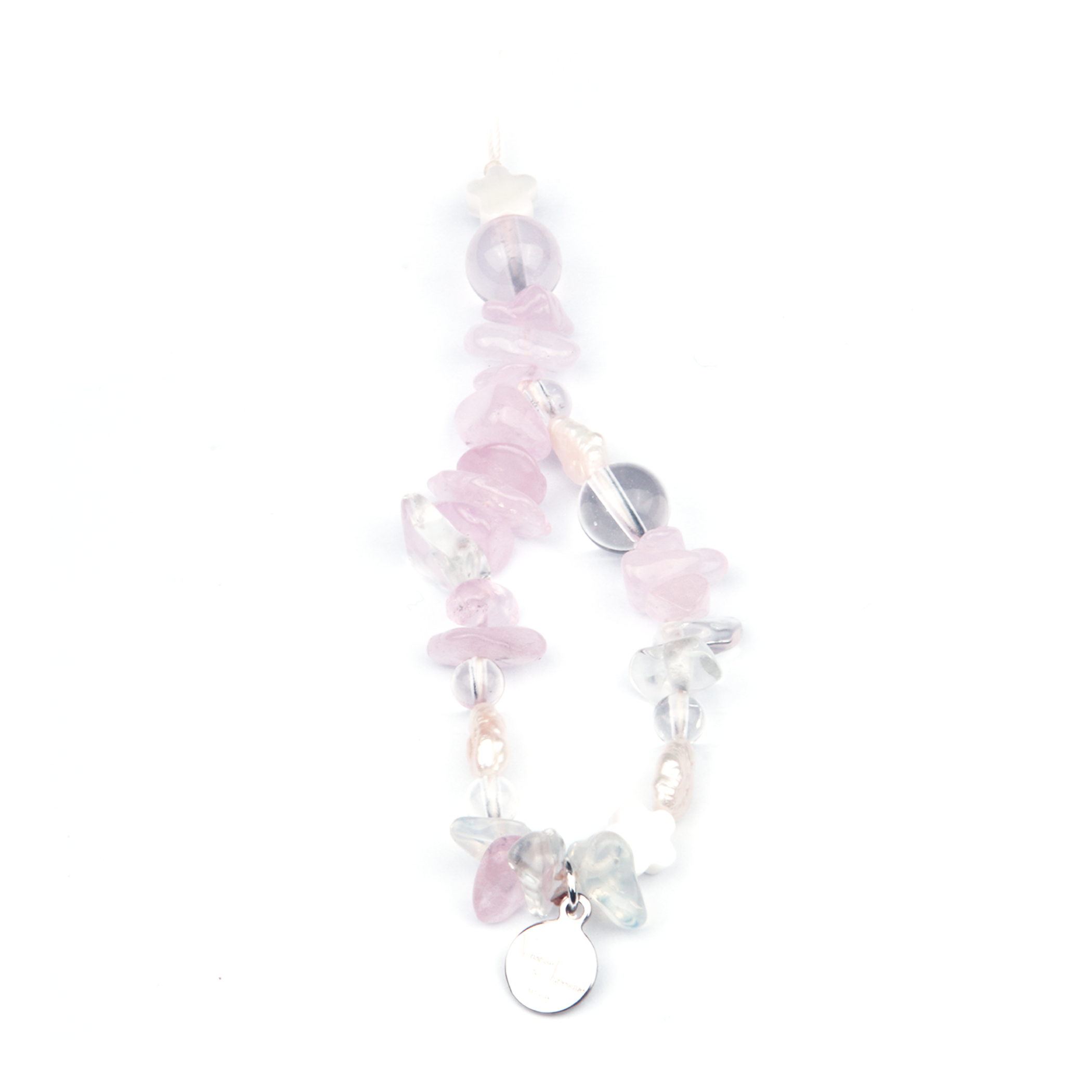 Rose Quartz & Starlight Rose Quartz & Clear quartz & Opal Lunar Love Charm Strap