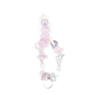 Rose Quartz & Starlight Rose Quartz & Clear quartz & Opal Lunar Love Charm Strap