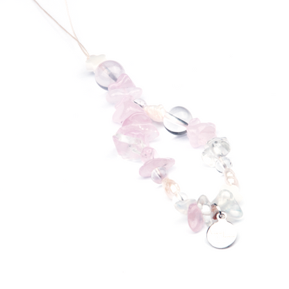 Rose Quartz & Starlight Rose Quartz & Clear quartz & Opal Lunar Love Charm Strap
