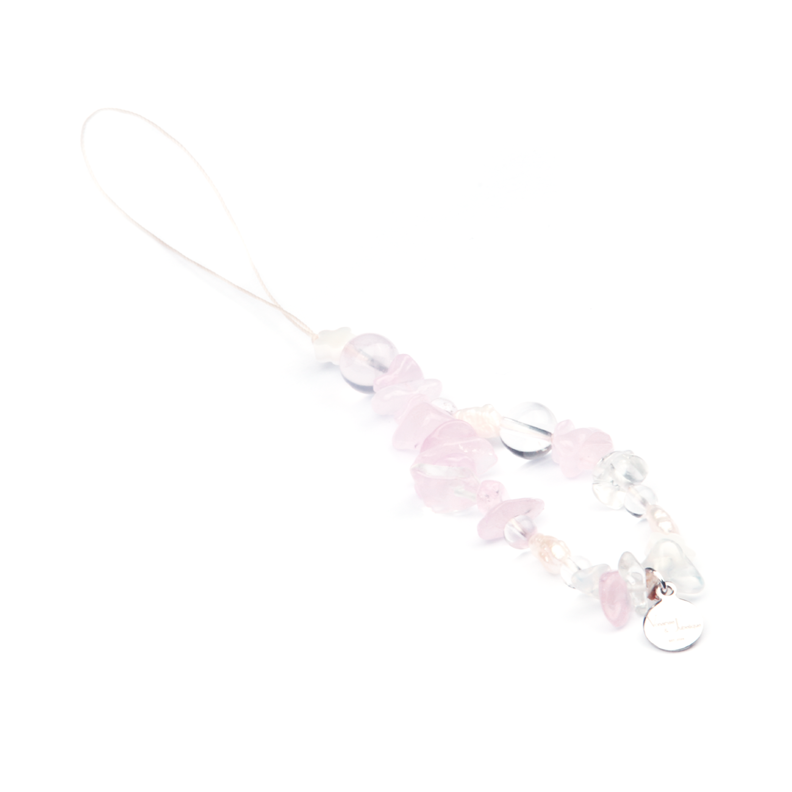 Rose Quartz & Starlight Rose Quartz & Clear quartz & Opal Lunar Love Charm Strap