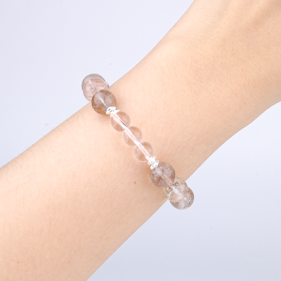 Rutilated_Quartz_with_clear_quartz_and_s925_silver_beads_bracelet for abundance attraction minimalist stackabe everyday crystal beaded jewellry