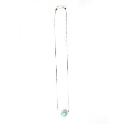 S925_Silver_0.65_snake_chain_with_one_16mm_larimar_drop_minimalist_necklace for ocean energy crystal jewelry gift for girl friend