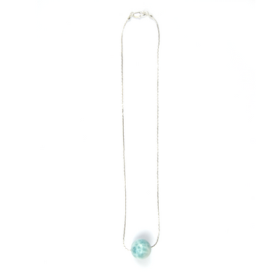 S925_Silver_0.65_snake_chain_with_one_16mm_larimar_drop_minimalist_necklace for ocean energy crystal jewelry gift for girl friend