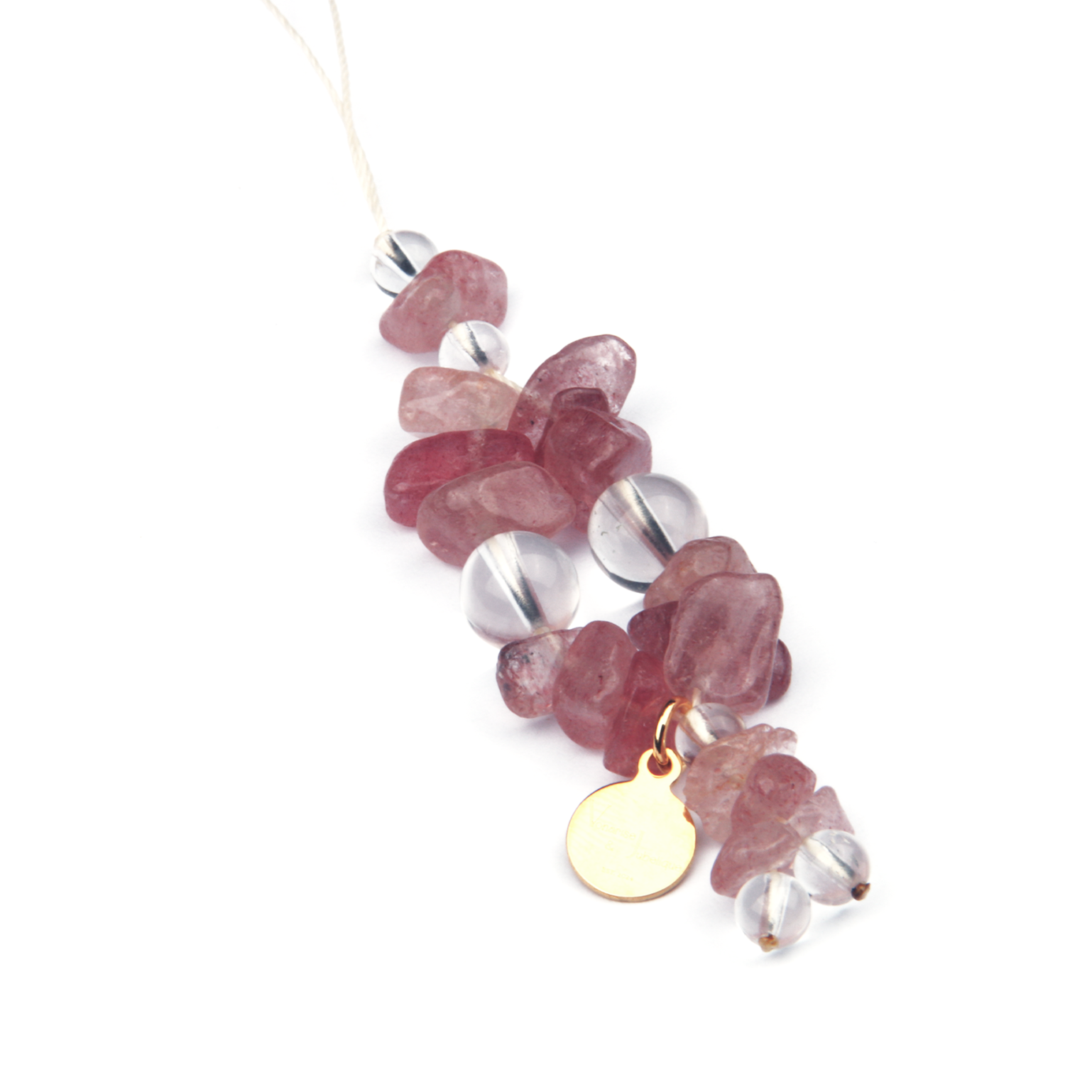 Strawberry Rose Quartz & Clear Quartz Heartlight Charm Strap