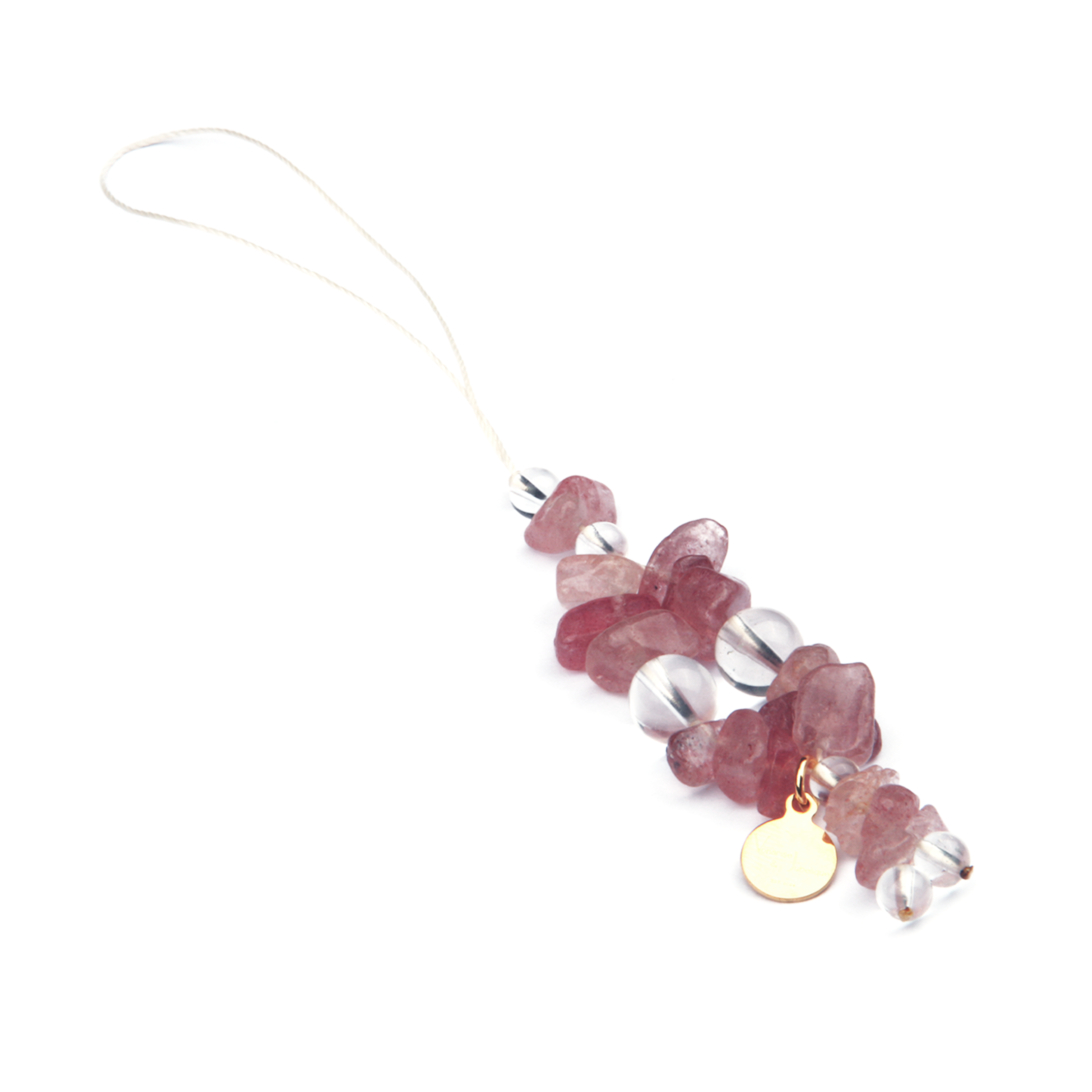 Strawberry Rose Quartz & Clear Quartz Heartlight Charm Strap