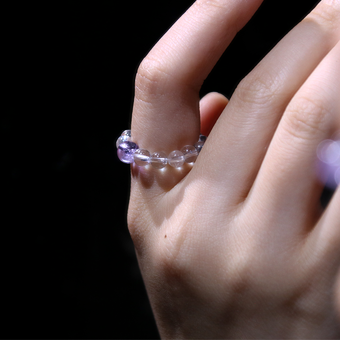 Amethyst & Clear Quartz Beaded Ring