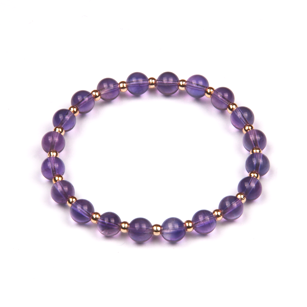 Amethyst with Small 14k Gold Beads Bracelet