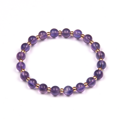 Amethyst with Small 14k Gold Beads Bracelet