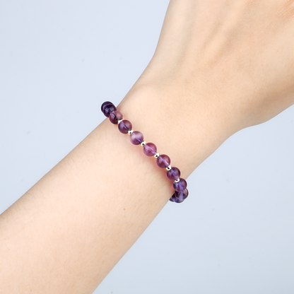 Uruguay amethyst with 18k gold accent crystal bracelet for relieve anxiety crystal jewelry