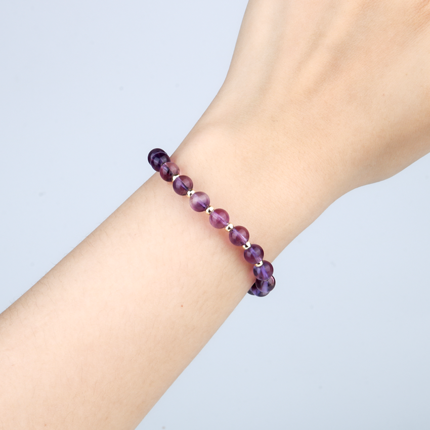 Amethyst with Small 14k Gold Beads Bracelet