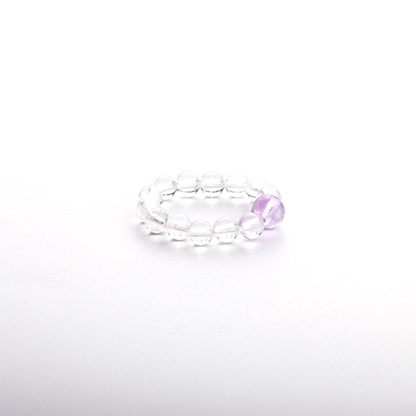 Amethyst & Clear Quartz Beaded Ring