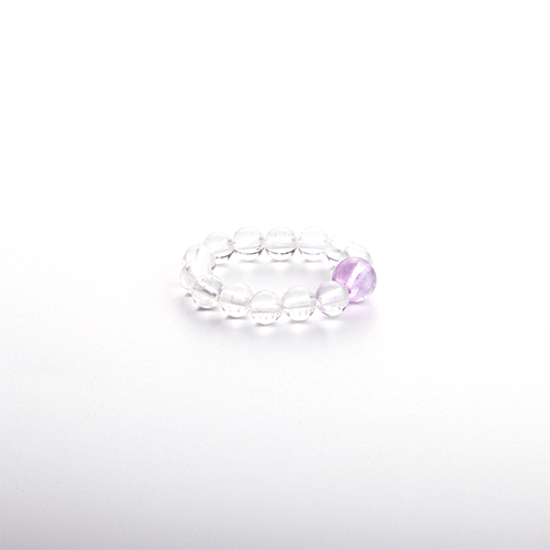 Amethyst & Clear Quartz Beaded Ring