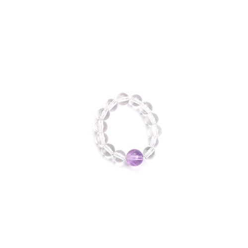 Amethyst & Clear Quartz Beaded Ring