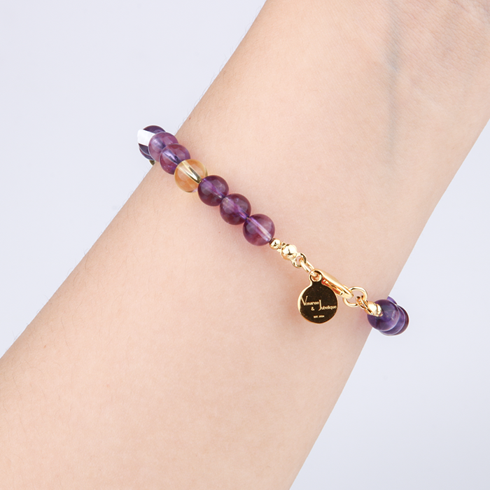 amethyst with citrine with star shape mother of pearl bracelet for women gift for best friend