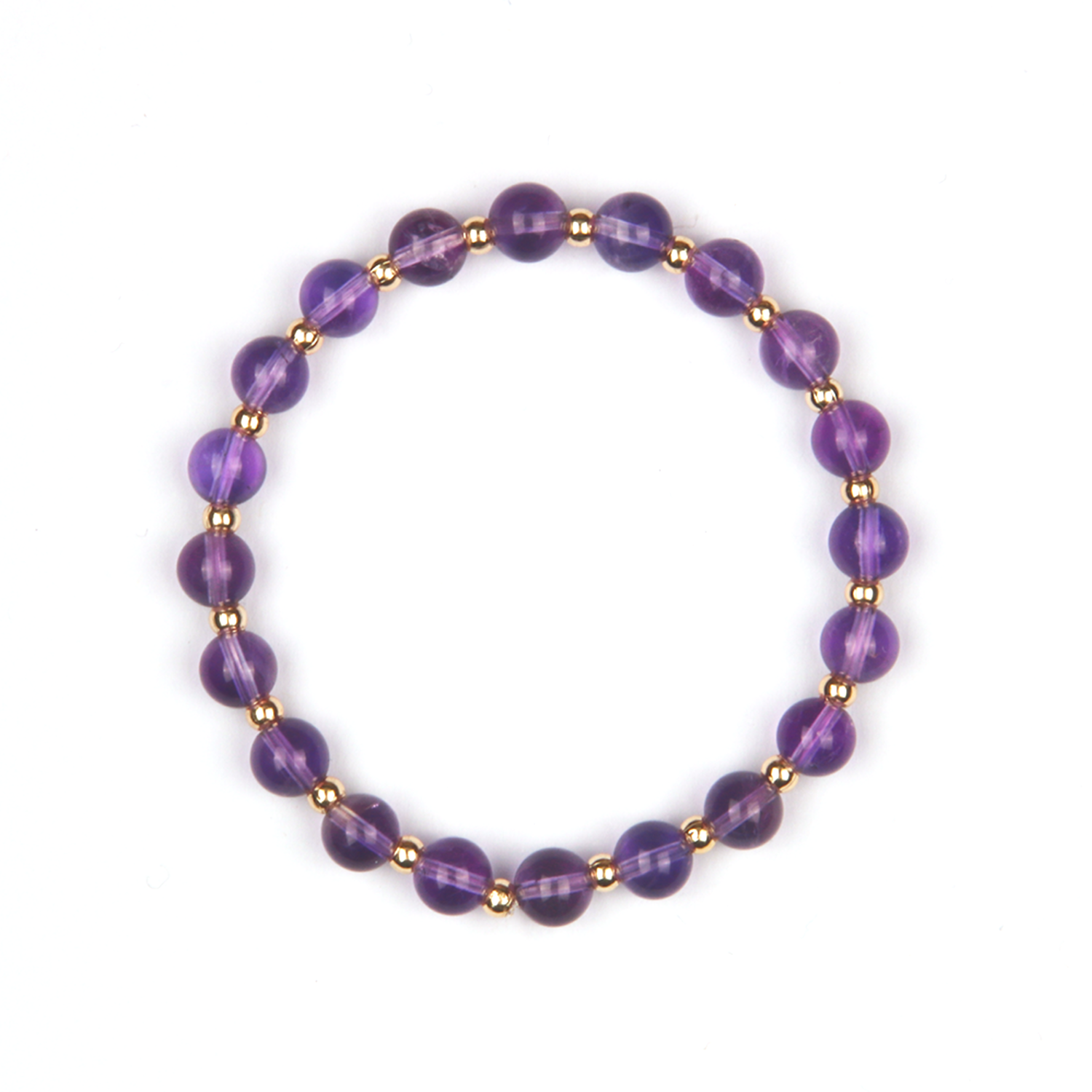 Amethyst with Small 14k Gold Beads Bracelet