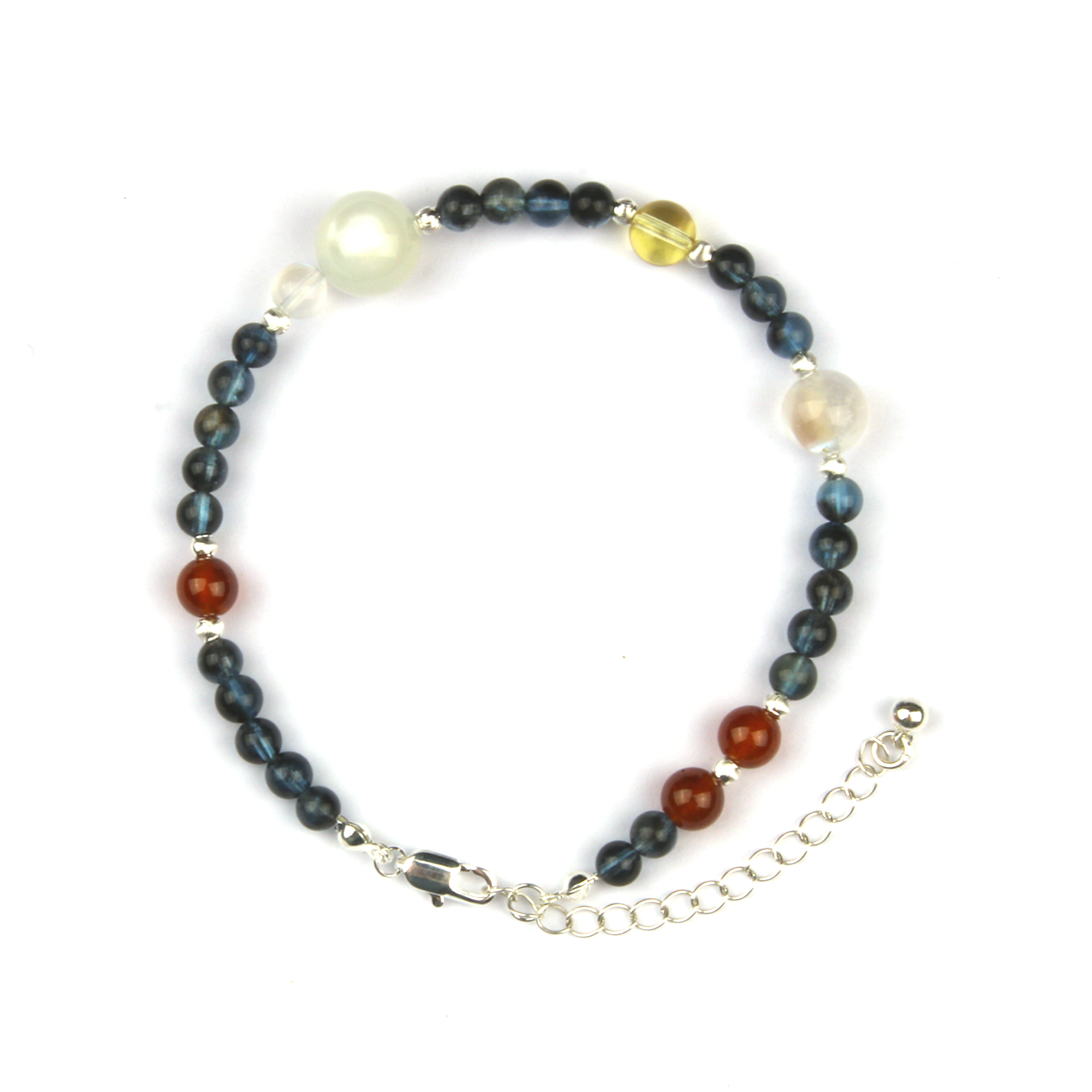 aquamarine with white moonstone garnet and citrine S925 silver crystal bracelet for women adjustable bracelet gift jewelry
