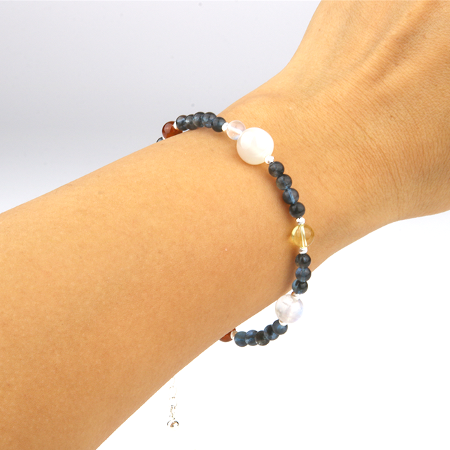 aquamarine with white moonstone garnet and citrine S925 silver crystal bracelet for women adjustable bracelet gift jewelry