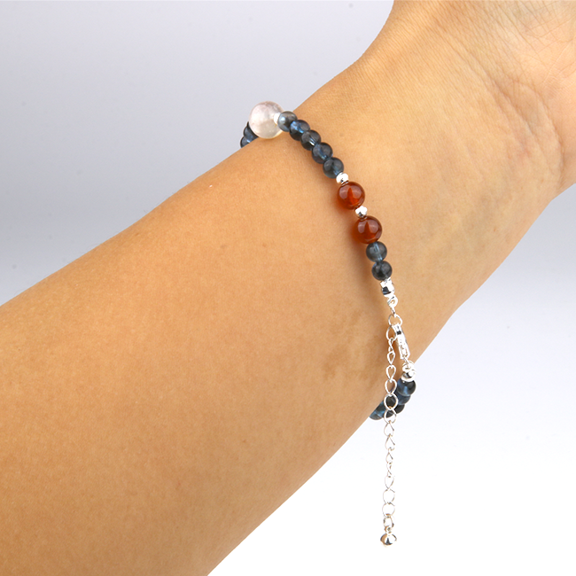 aquamarine with white moonstone garnet and citrine S925 silver crystal bracelet for women adjustable bracelet gift jewelry