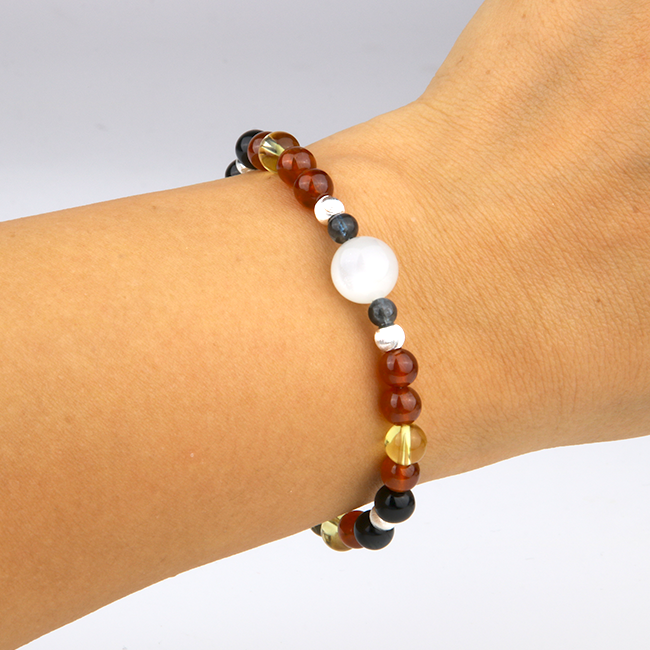 aquamarine with white moonstone garnet and citrine S925 silver crystal bracelet for women adjustable bracelet gift jewelry
