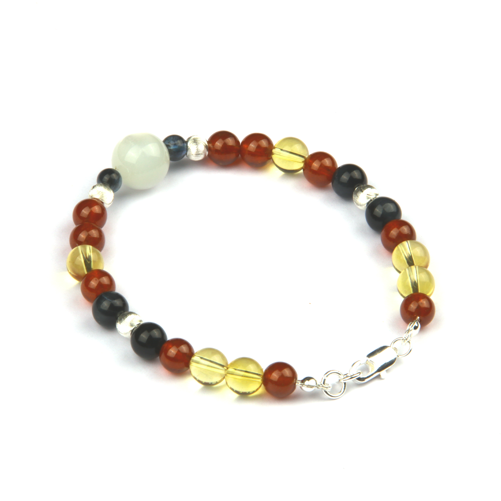 aquamarine with white moonstone garnet and citrine S925 silver crystal bracelet for women adjustable bracelet gift jewelry