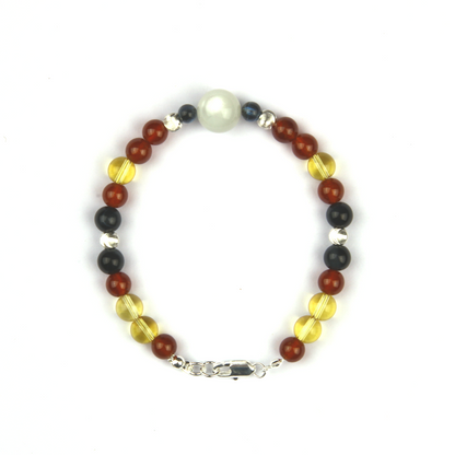 aquamarine with white moonstone garnet and citrine S925 silver crystal bracelet for women adjustable bracelet gift jewelry