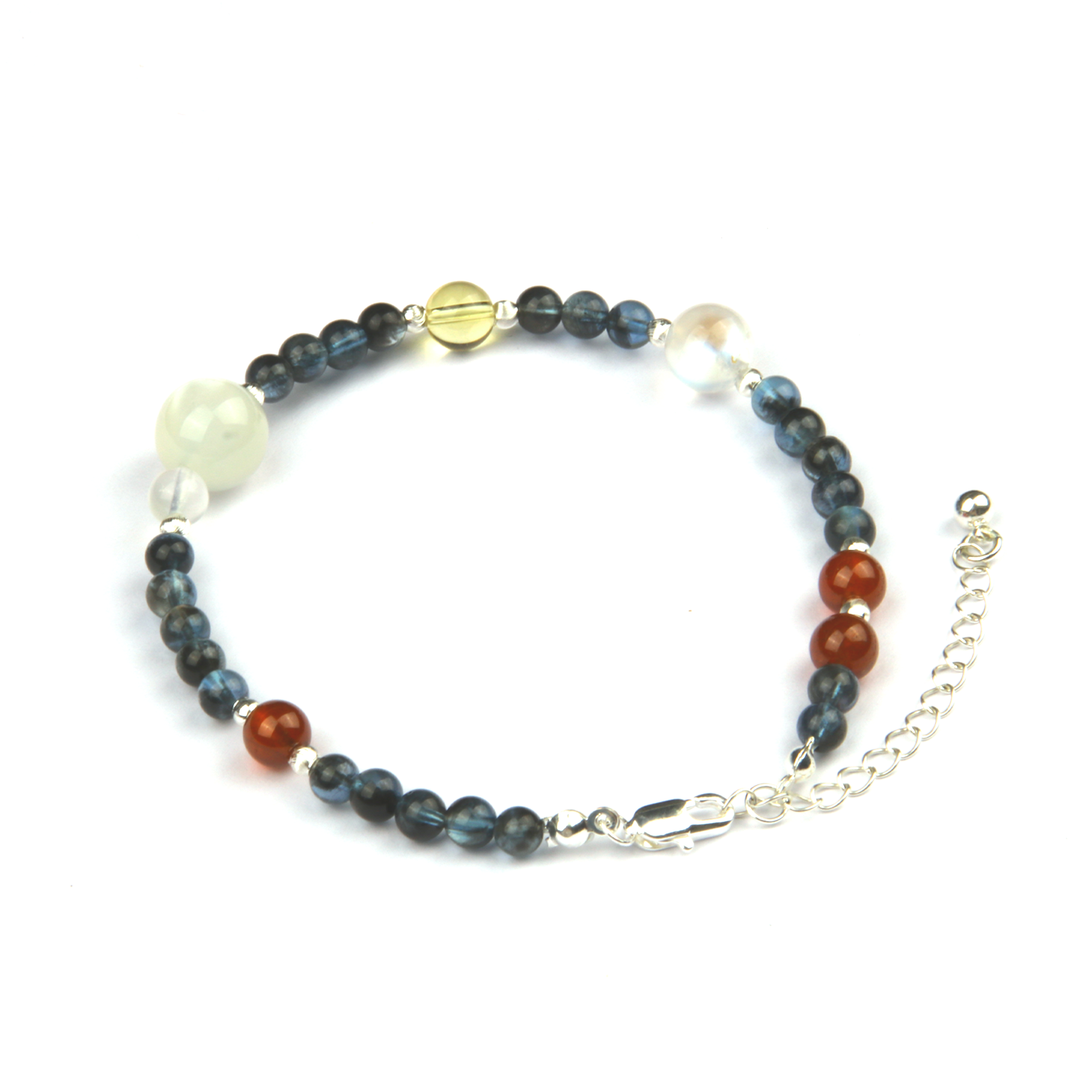 aquamarine with white moonstone garnet and citrine S925 silver crystal bracelet for women adjustable bracelet gift jewelry