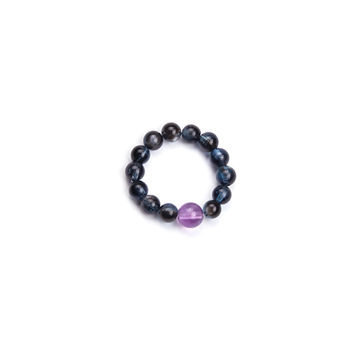 aquamarine amethyst beaded ring