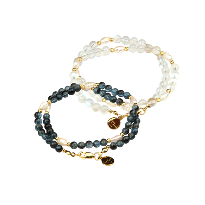 aquamarine with white moonstone dual bracelet natural crystal jewelry