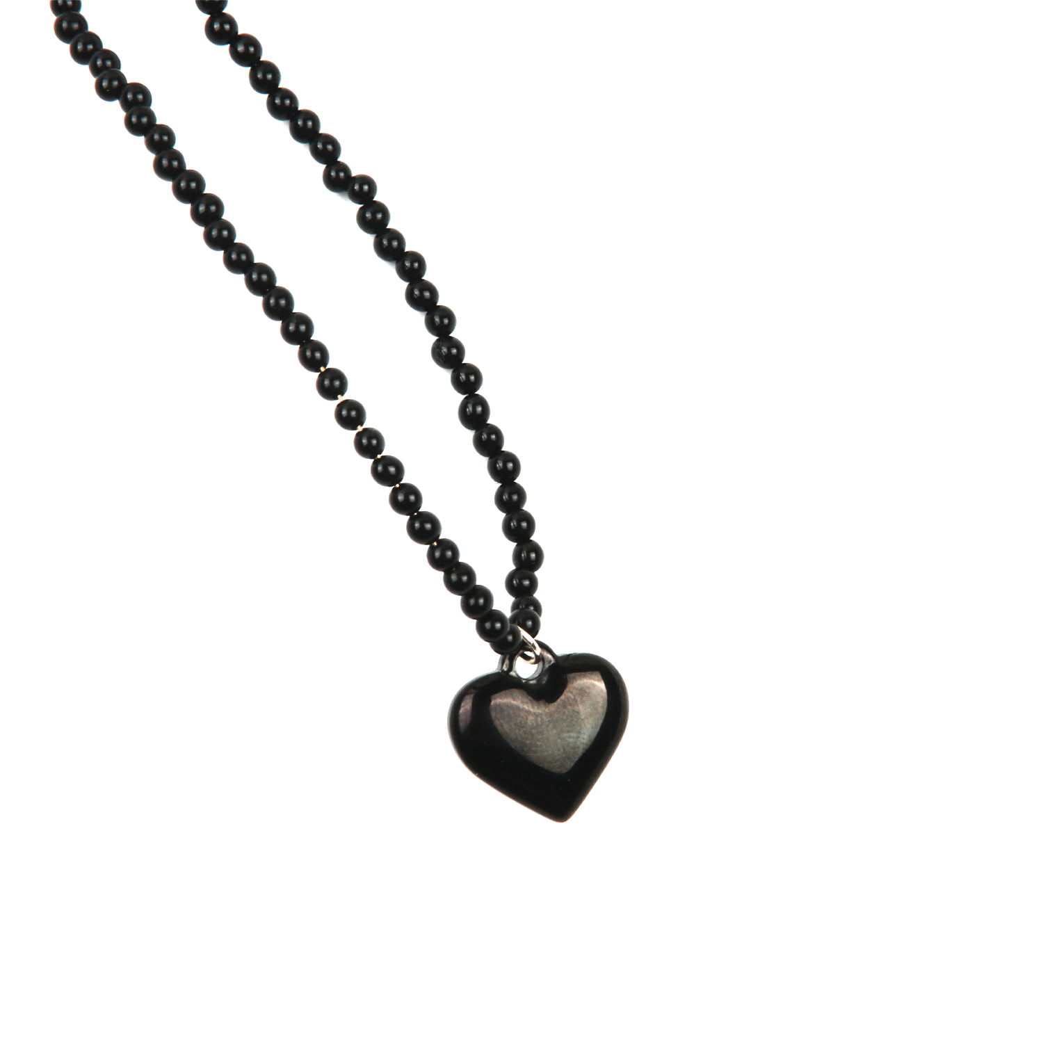 Black Agate & Heart Protection Necklace