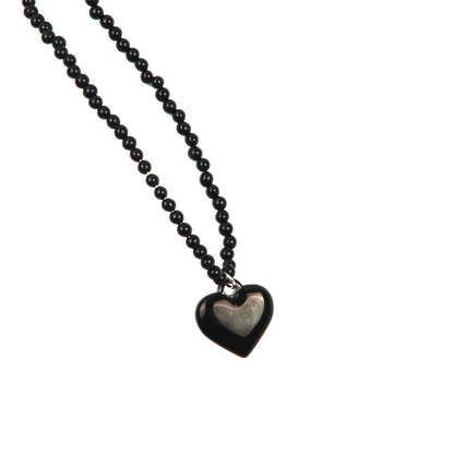 Black Agate & Heart Protection Necklace