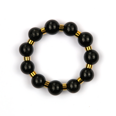 black tourmaline and stainless steel accent bracelet energy protection crystal jewelry