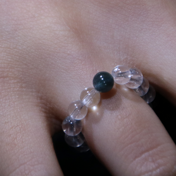 Blue Tourmaline & Clear Quartz Beaded Ring