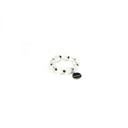 black agate with moonstone jewelry dainty beaded ring
