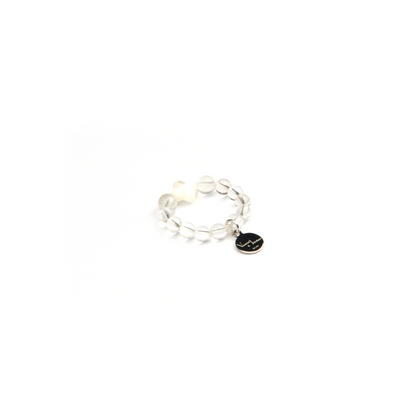 pearl quartz and moonstone crystal dainty beaded ring