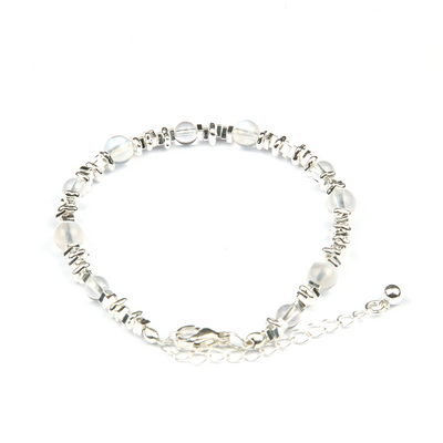blue moonstone with clear quartz and s925 silver crystal bracelet for feminine energy crystal jewelry