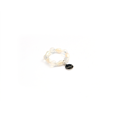 elegant dainty crystal beaded ring with blue moonstone