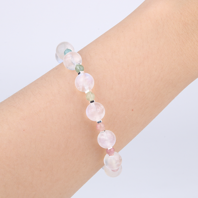 blue moonstone with rainbow tourmaline minimalist crystal bracelet for fashion outfit and energy protection crystal bracelet
