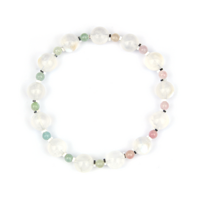 blue moonstone with rainbow tourmaline minimalist crystal bracelet for fashion outfit and energy protection crystal bracelet