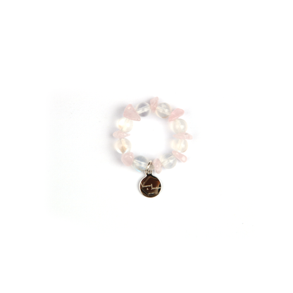 chip rose quartz with blue moonstone beaded ring for everyday wear