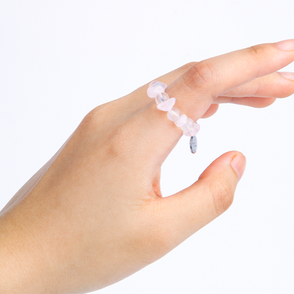 rose quartz with blue moonstone dainty beaded ring